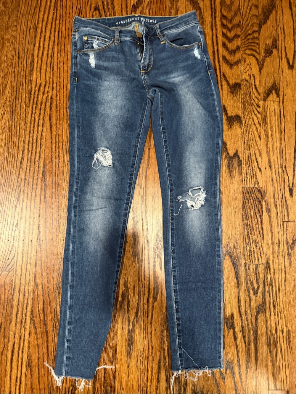 Articles Of Society Distressed Dark Blue Skinny Jeans